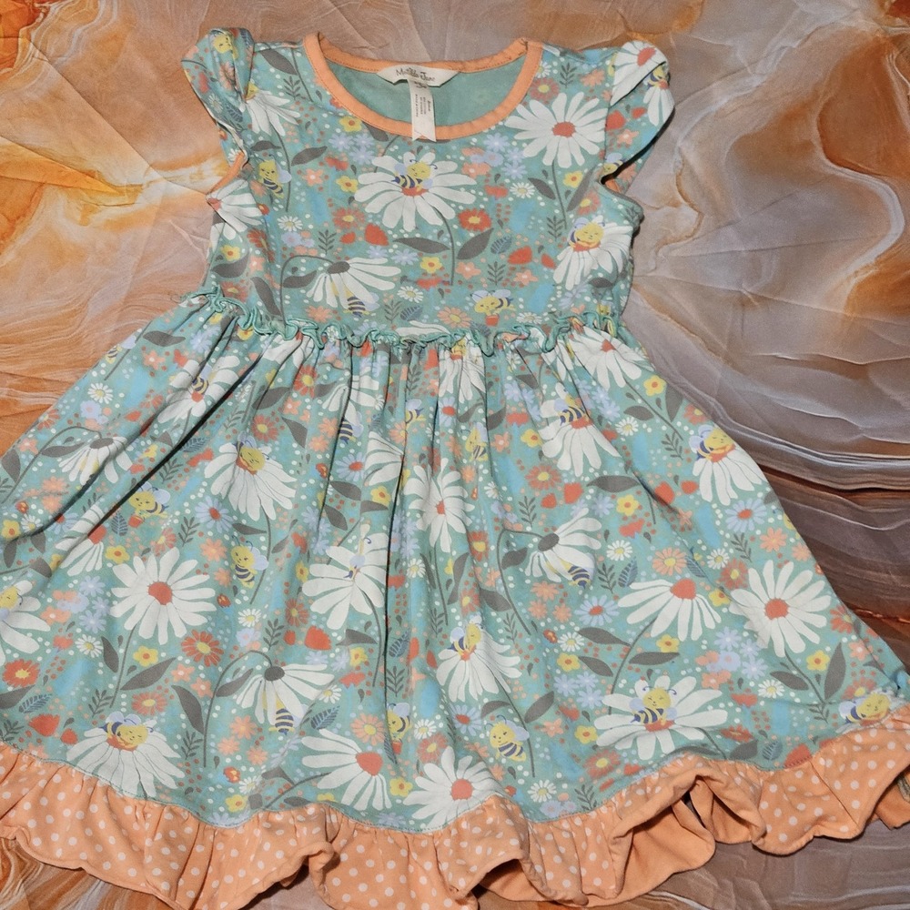 Matilda Jane Blissful Bees Dress Girls Size 6 Floral Ruffle